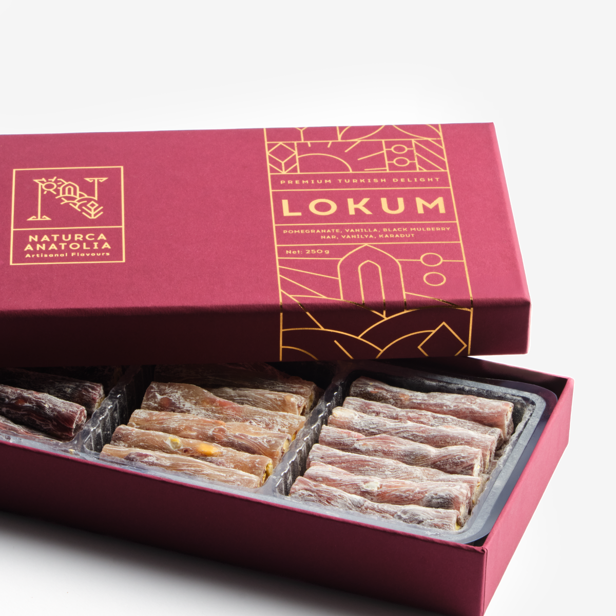 Naturca Anatolia Nar,Vanilya,Karadut Lokum (Bordo Kutu) 250 gr