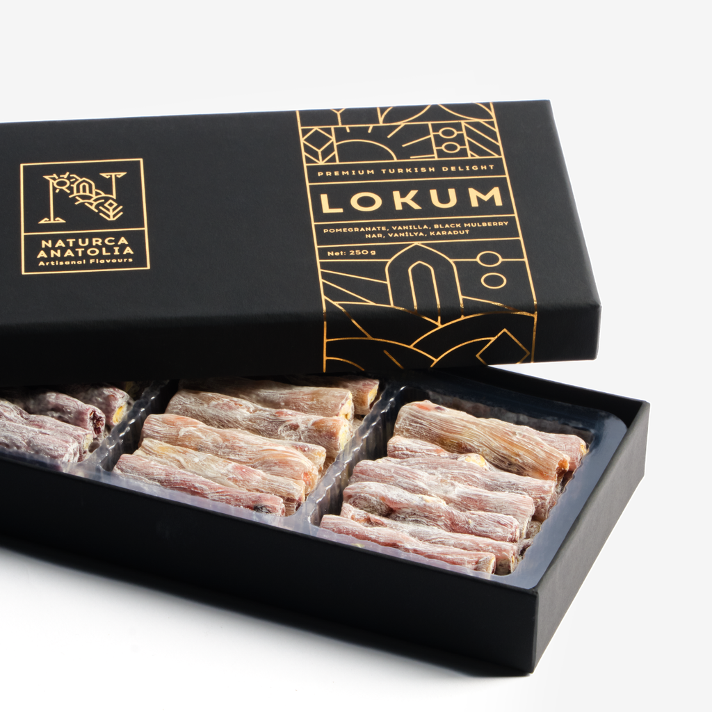 Naturca Anatolia Pomegranate, Vanilla, Black Mulberry Turkish Delight (Black Box) 250 gr