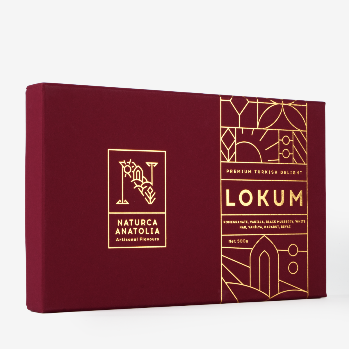 Naturca Anatolia Nar, Karadut, Vanilya Beyaz Lokum (Bordo Kutu) 500 gr