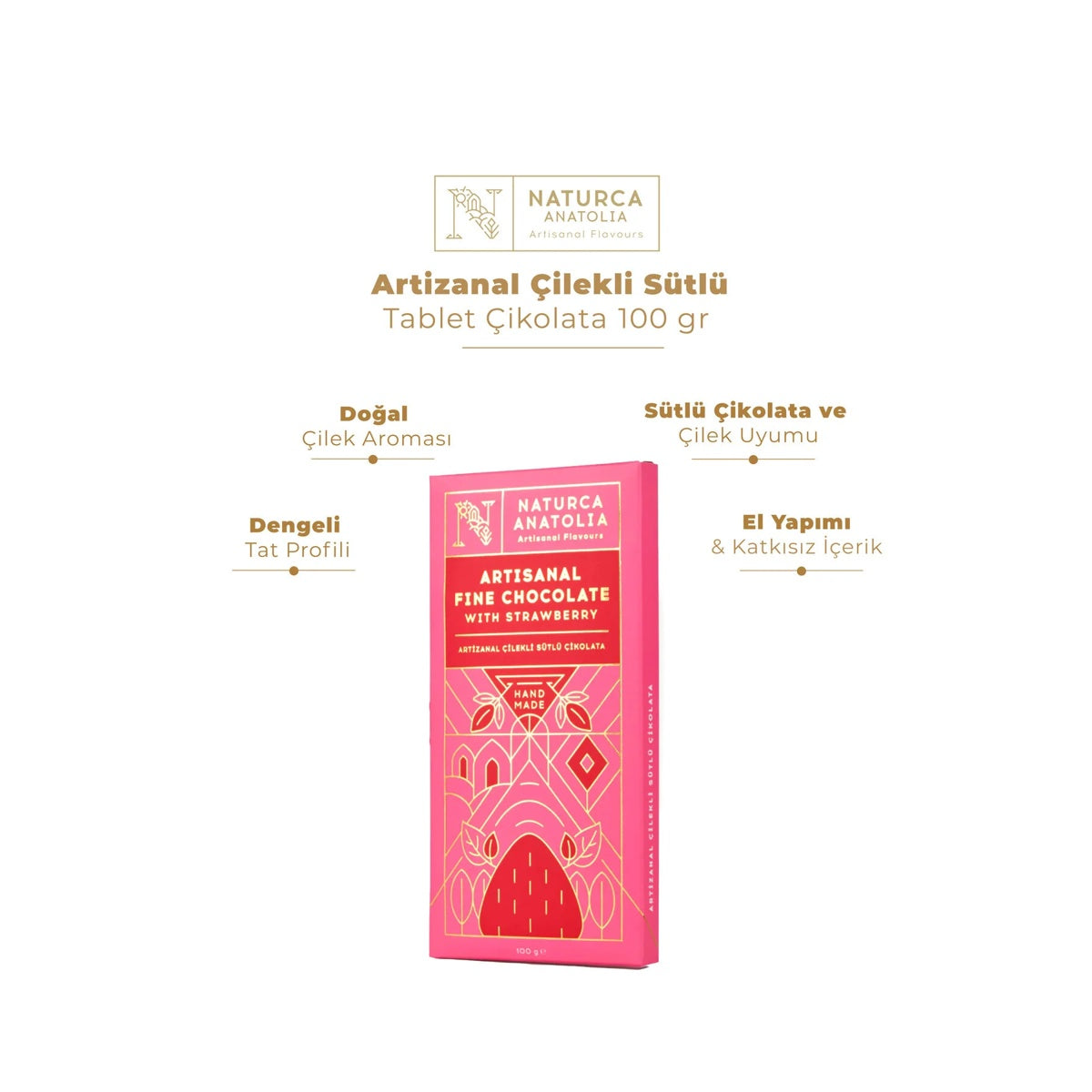 Naturca Anatolia Artisanal Strawberry Milk Chocolate Tablets 100 gr