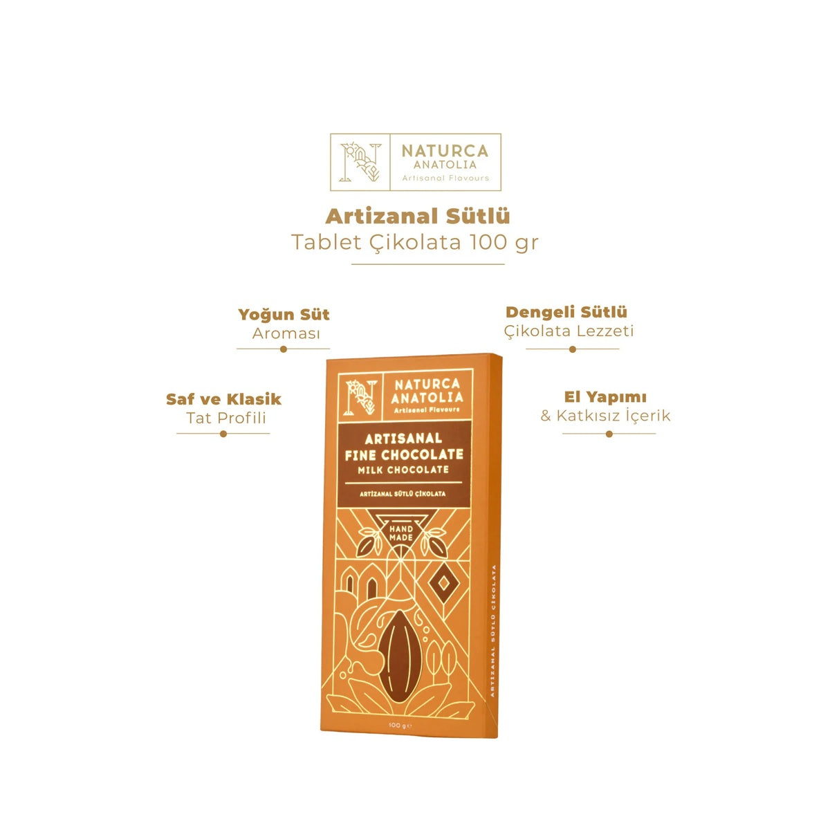Naturca Anatolia Artisanal Milk Chocolate Tablets 100 gr
